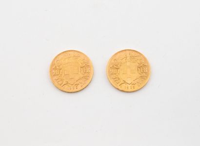 SWITZERLAND
Lot including:
- One 20 franc...