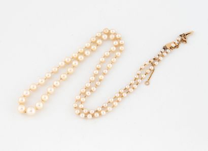 Necklace of white cultured pearls.
Yellow...