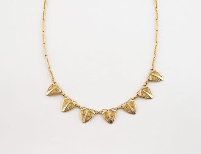Yellow gold (750) filigree link garland necklace...