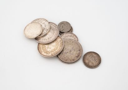 Lot of silver coins including 50 francs 10...