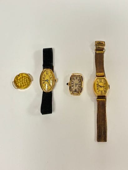 Ladies' wristwatch.
Oval case in yellow gold...