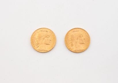 FRANCE
Lot including:
- One 20-franc gold...