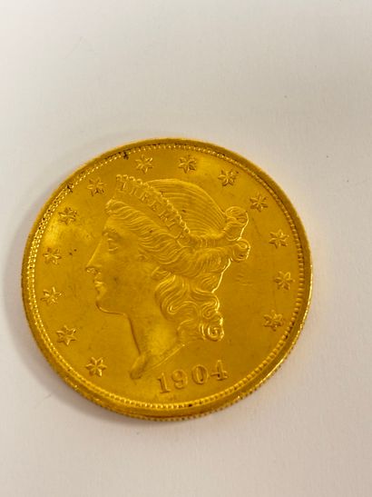 UNITED STATES
20-dollar gold Liberty coin.
1904.
Weight...