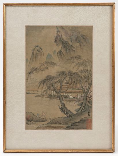 CHINE - XIXe siècle
Fragment de peinture,...