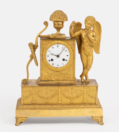 FRANCE, vers 1820-1830
Pendule borne à l'Amour...