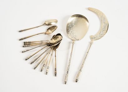 Lot d'argent (950) comprenant :
- Couverts...
