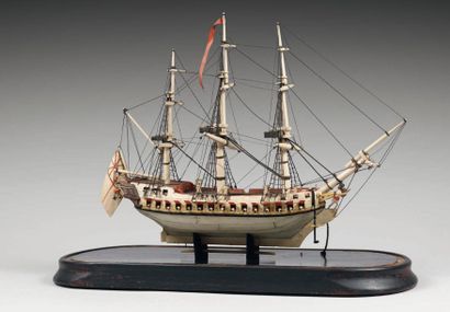 Maquette de frégate en os, ivoire marin et...
