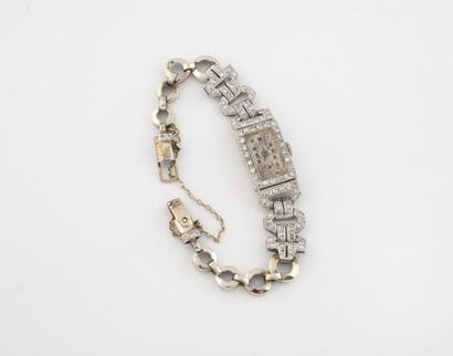 Montre bracelet de dame, boîtier en platine...