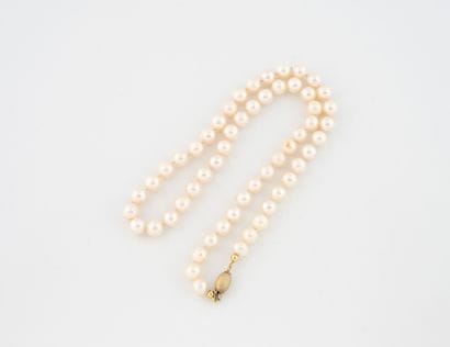 Collier ras de cou formé d'un rang de perles...