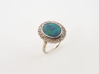 Bague pompadour en platine (850) et or gris...