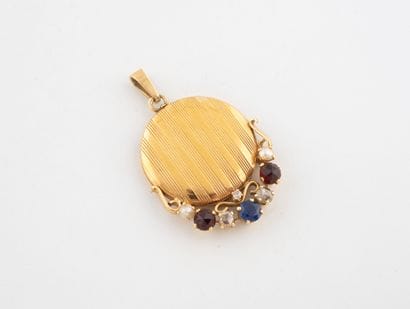 Pendentif rond porte photo en or jaune (750)...