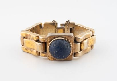 Bracelet Tank en argent doré à maillons rectangulaire,...
