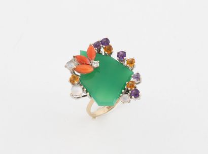 Bague en or blanc (750) et or gris (750)...
