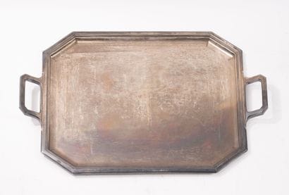 Plateau rectangulaire en argent (950) à angles...