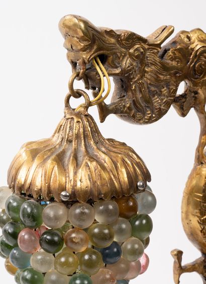 Paire de lampes de table en bronze et laiton...