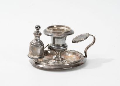 Bougeoir à main en argent (950) avec d'un...
