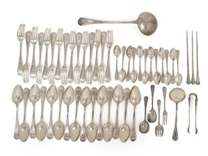 Partie de ménagère en argent (950) à décor...