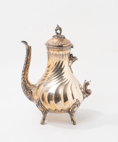 Cafetière et sucrier couvert en argent (950)...