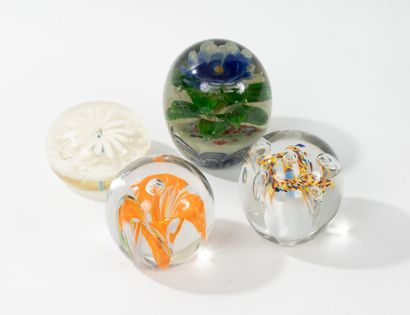 BELGIUM (?) 
Four clear glass paperweight...