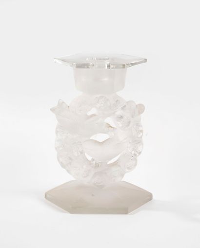 Attributed to LALIQUE FRANCE
Titmouse Candleholder.
Partially...