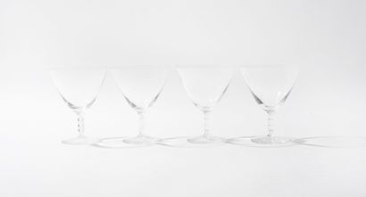 LALIQUE FRANCE
Set of four champagne glasses,...