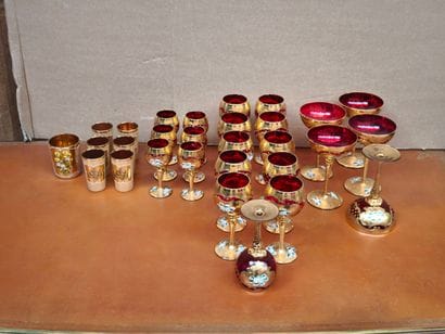 ITALY, 20th century
Set of red glass stemware...