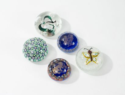 Five clear glass paperweight balls:
- two...
