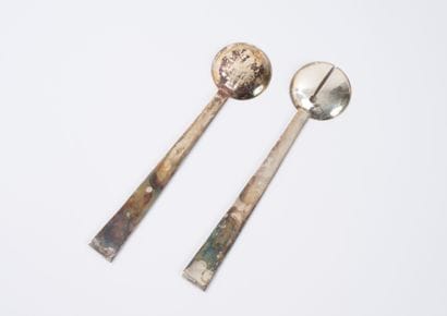 Silver plated salad serving set.
Dated around...
