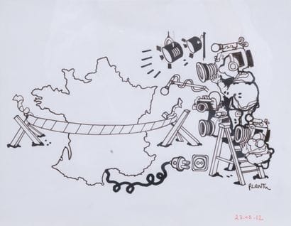 PLANTU
Spotlight on France.
Drawing in brown...
