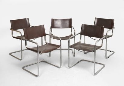 ITALIAN DESIGN
Set of five armchairs, with...