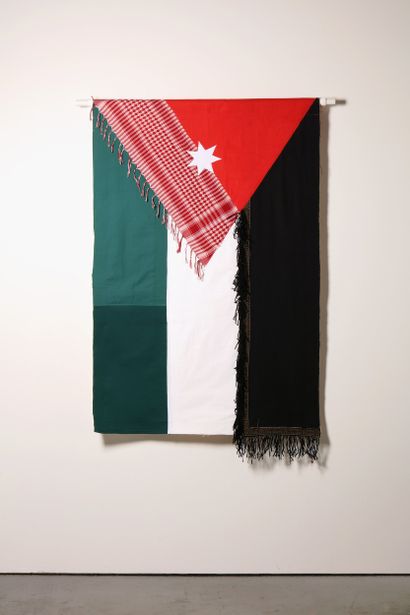 Jordanie - Drapeau réalisé à partir de vêtements...