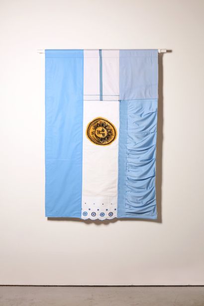 Argentine - Drapeau réalisé à partir de vêtements...