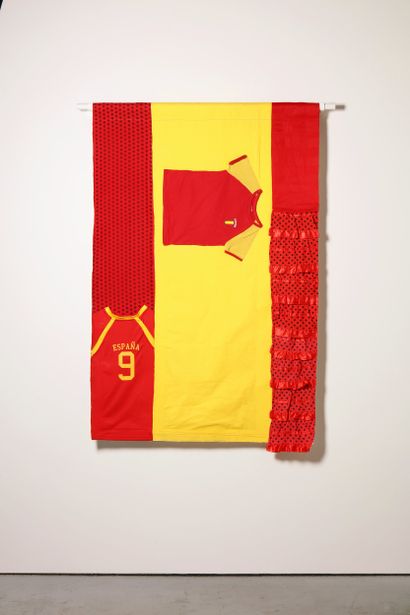 Espagne - Drapeau réalisé à partir de vêtements...