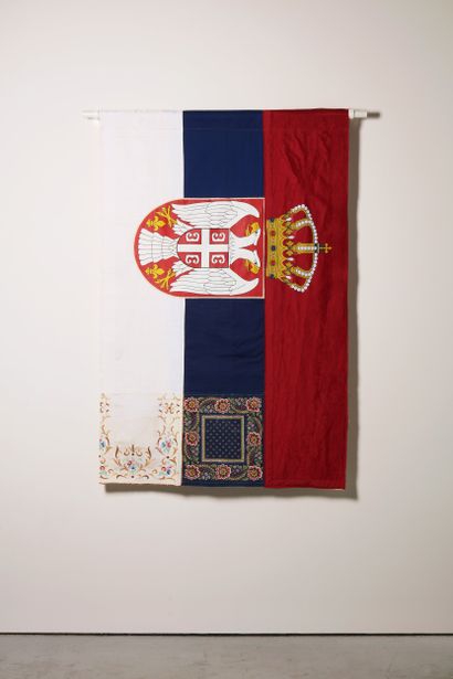 Serbie - Drapeau réalisé à partir de vêtements...
