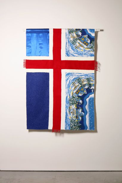 Islande - Drapeau réalisé à partir de vêtements...