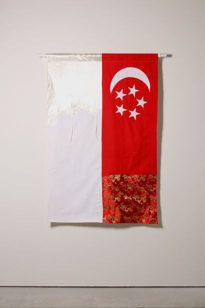 Singapour - Drapeau réalisé à partir de vêtements...