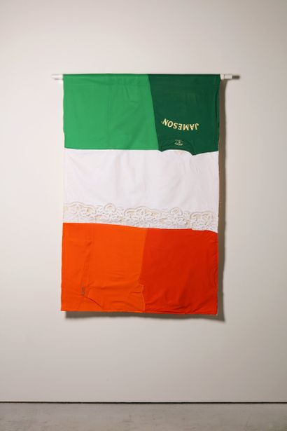Irlande - Drapeau réalisé à partir de vêtements...