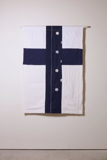 Finlande - Drapeau réalisé à partir de vêtements...