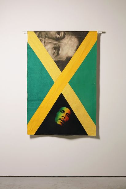 Jamaïque - Drapeau réalisé à partir de vêtements...