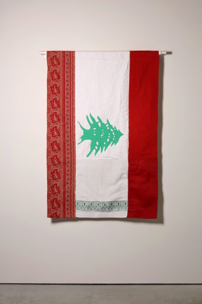Liban - Drapeau réalisé à partir de vêtements...