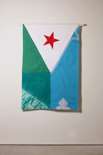 Djibouti - Drapeau réalisé à partir de vêtements...