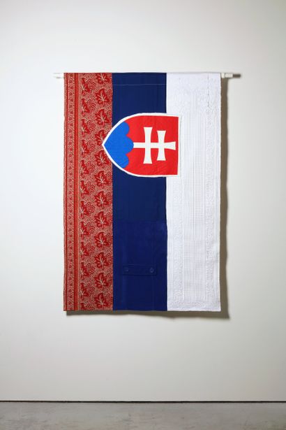 Slovaquie - Drapeau réalisé à partir de vêtements...