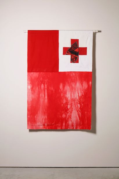 Tonga - Drapeau réalisé à partir de vêtements...