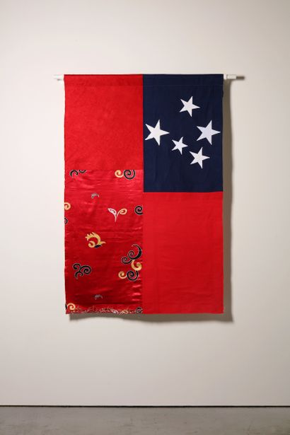 Samoa - Drapeau réalisé à partir de vêtements...