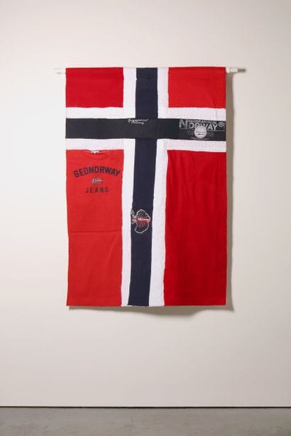 Norvège - Drapeau réalisé à partir de vêtements...