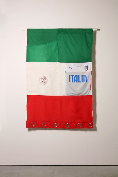 Italie - Drapeau réalisé à partir de vêtements...