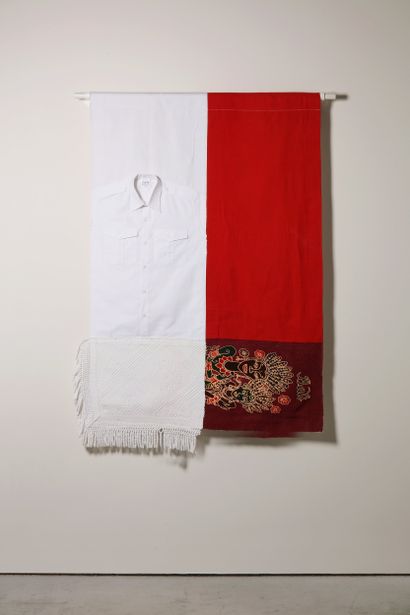 Indonésie - Drapeau réalisé à partir de vêtements...