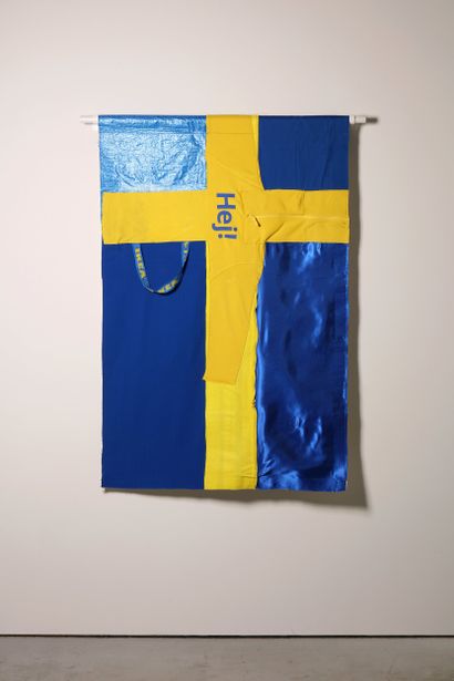Suède - Drapeau réalisé à partir de vêtements...