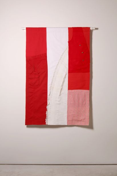 Autriche - Drapeau réalisé à partir de vêtements...