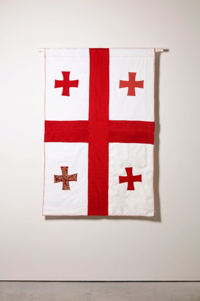 Géorgie - Drapeau réalisé à partir de vêtements...